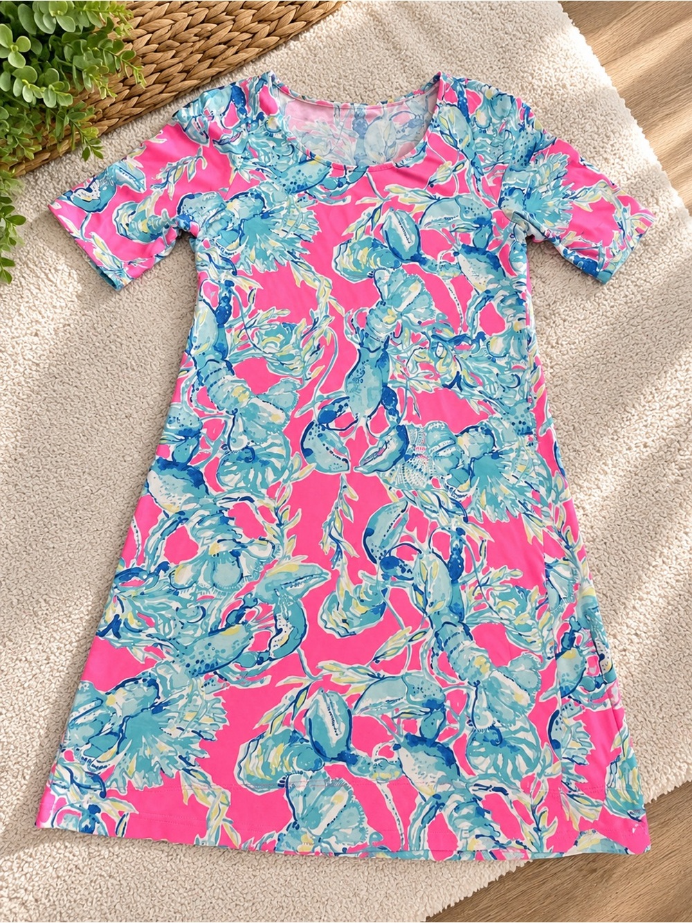 Lilly Pulitzer Pink & Blue Floral Midi Dress